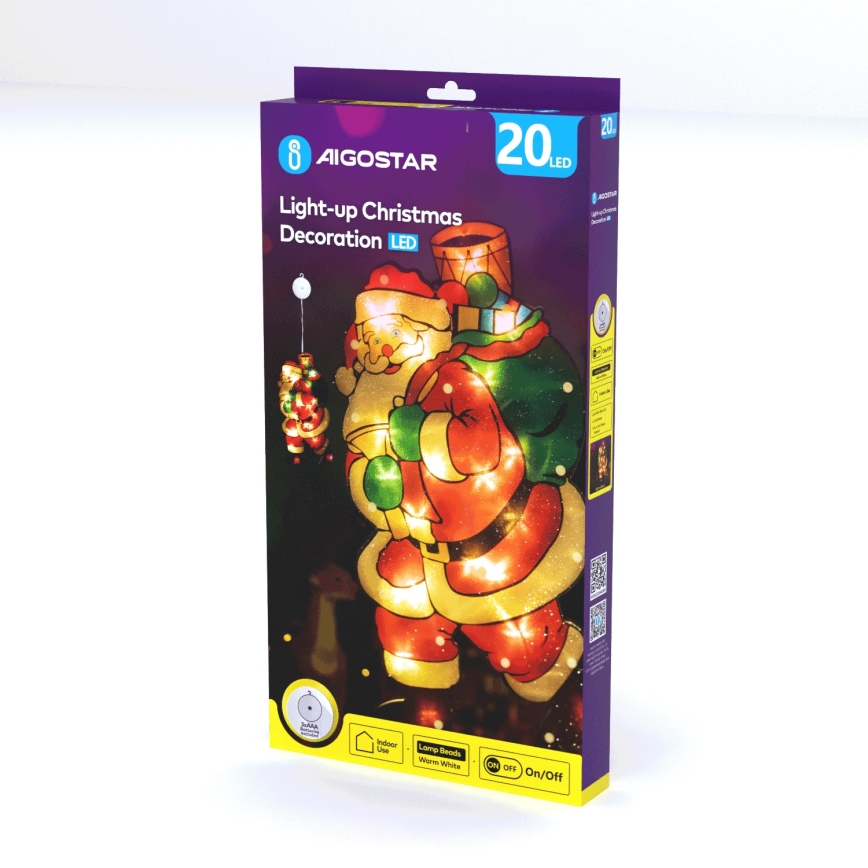 Aigostar - Decoração de Natal LED LED/3xAAA Santa 45cm