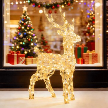 Aigostar - Decoração de Natal LED para exterior 120 LEDs/8 funções 0,8 m IP44 branco quente boneco de neve