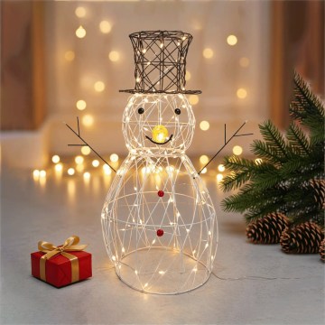 Aigostar - Decoração de Natal LED para exterior, 140 LEDs / 8 funções, 0,6 m, IP44, branco quente, boneco de neve