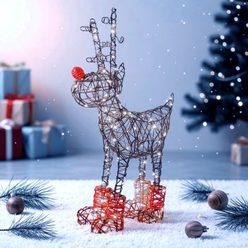 Aigostar - Decoração de Natal LED para exterior 200xLED/8 funções 0,9m IP44 branco frio reno