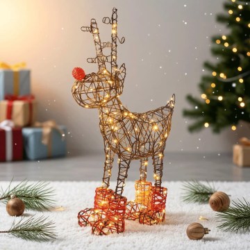Aigostar - Decoração de Natal LED para exterior 200xLED/8 funções 0,9m IP44 branco quente rena