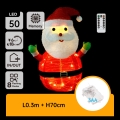 Aigostar - Decoração de Natal LED para exterior 50xLED/3xAA 0,7m IP44 branco quente Papai Noel