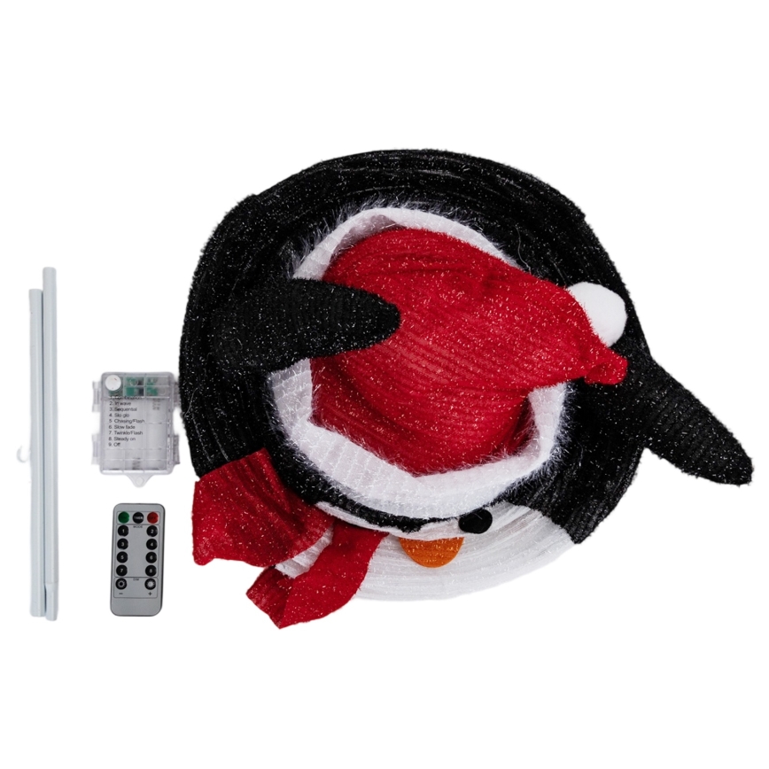 Aigostar - Decoração de Natal LED para exterior 50xLED/3xAA 0,7m IP44 Pinguim + controlo remoto