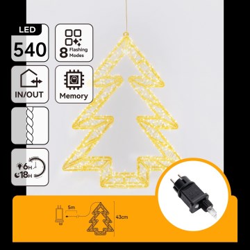Aigostar - Decoração de Natal LED para exterior 540xLED/6W/230V IP44, branco quente, árvore de 45 cm