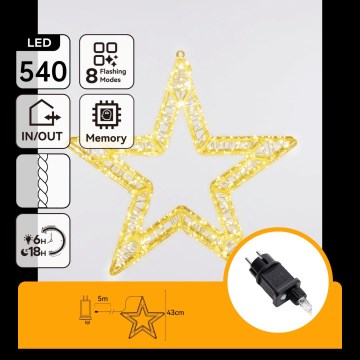 Aigostar - Decoração de Natal LED para exterior 540xLED/6W/230V IP44 branco quente estrela de 45 cm
