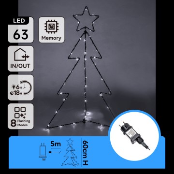 Aigostar - Decoração de Natal LED para exterior 63xLED/3,6W/230V 60 cm IP44 árvore branco frio