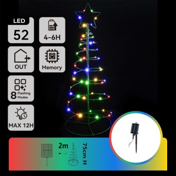 Aigostar - Decoração de Natal Solar LED LED/0,26W/3,7V 75cm IP65 multicolor