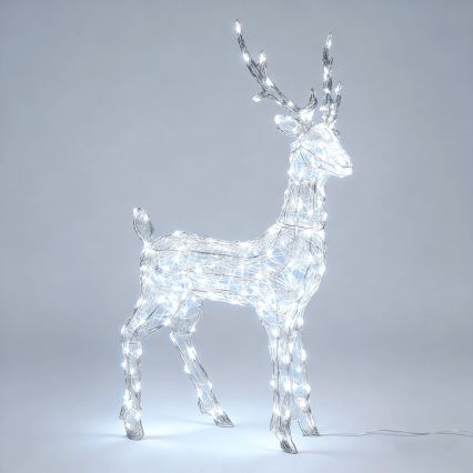 Aigostar - LED Decoração de Natal para exterior 180xLED/8 funções 1,05m IP44 branco frio veado