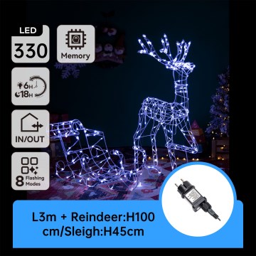 Aigostar - Decoração LED exterior LED/3,6W/31/230V 6500K 90/45cm IP44 reno com trenó