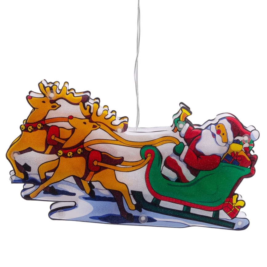 Aigostar - Decoração de Natal LED LED/3xAAA Papai Noel com Renas 13,4cm