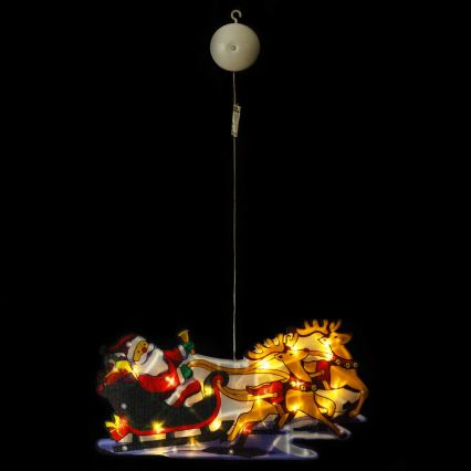 Aigostar - Decoração de Natal LED LED/3xAAA Papai Noel com Renas 13,4cm