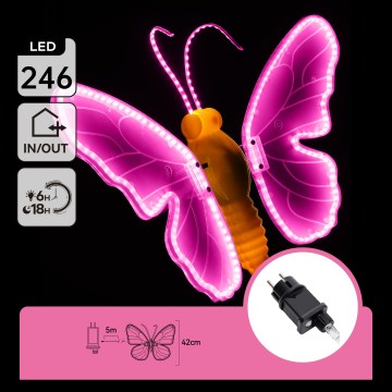Aigostar - Decoração LED para exterior 246xLED/9W/230V 42 cm IP44 borboleta/rosa