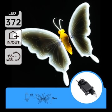 Aigostar - Decoração LED para exterior 372xLED IP44 branco frio borboleta