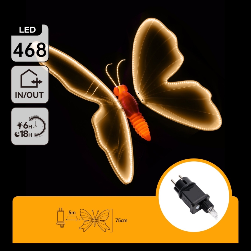 Aigostar - Decoração LED para exterior 504xLED IP44 branco quente borboleta