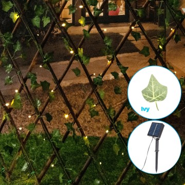 Aigostar - Decoração LED solar 148 LEDs / 2 x 1,2 m, IP65, 300 mAh, branco quente, ivy