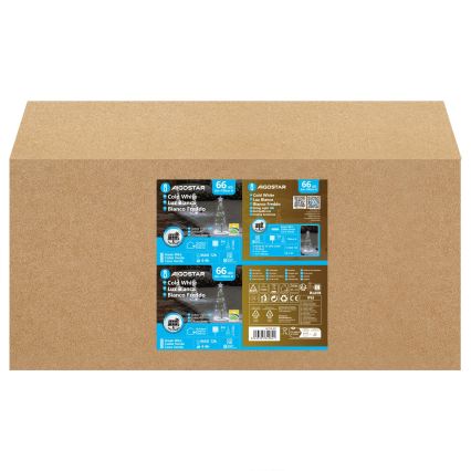 Aigostar - LED Decoração solar de Natal 66xLED/0,59W/3,7V 100 cm IP65 130 mAh árvore branco frio