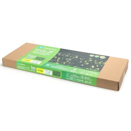 Aigostar - Decoração solar LED Ivy, 102 LEDs, 2×0,7 m, IP65, 300 mAh, branco quente
