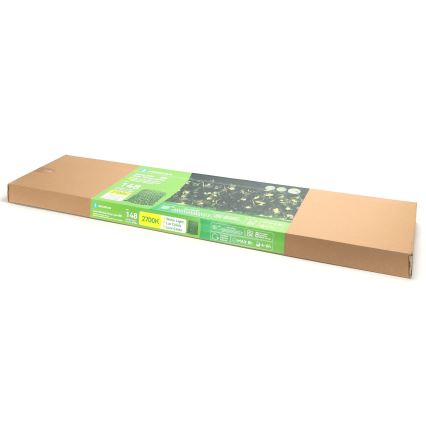 Aigostar - Decoração LED solar 148 LEDs / 2 x 1,2 m, IP65, 300 mAh, branco quente, ivy
