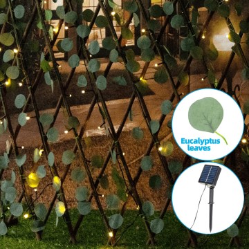 Aigostar - Decoração solar LED 148 LEDs / 2x1,2 m, IP65, 300 mAh, branco quente, eucalipto
