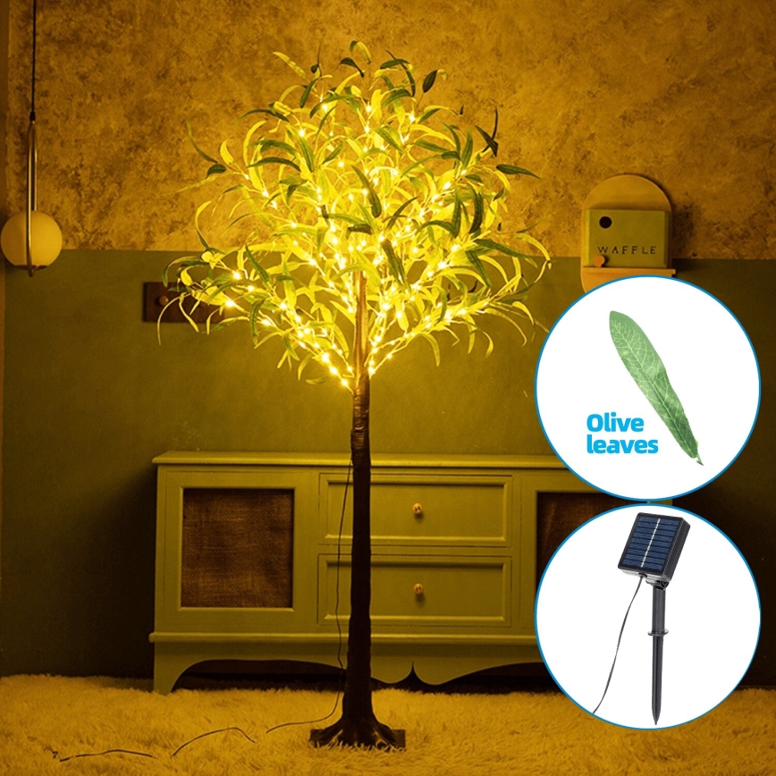 Aigostar - Decoração Solar LED 150xLED/3,2m IP65 1200 mAh branco quente olive