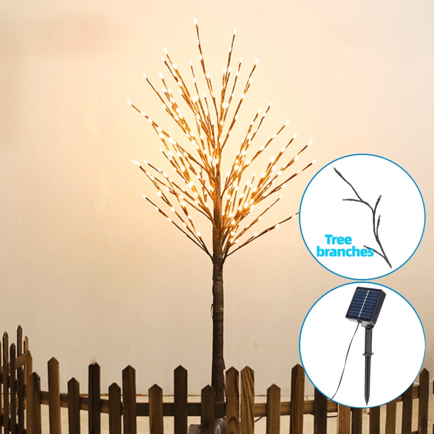 Aigostar - Decoração Solar LED 152xLED/3,8m IP65 1200 mAh branco quente árvore