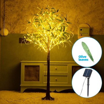 Aigostar - Decoração solar LED 210xLED/3,5m IP65 1200 mAh branco quente olive