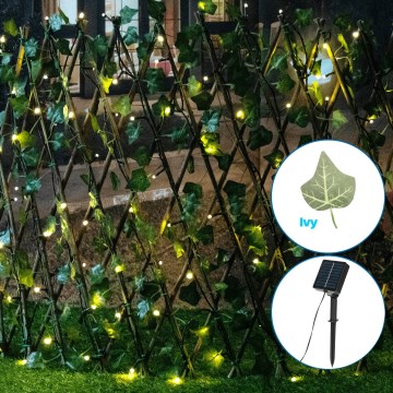 Aigostar - Decoração solar LED Ivy, 102 LEDs, 2×0,7 m, IP65, 300 mAh, branco quente
