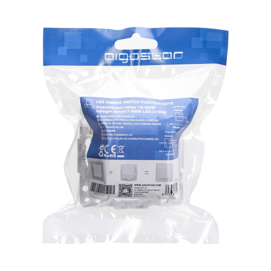 Aigostar - Dimmer sem moldura 250V/10A prateado