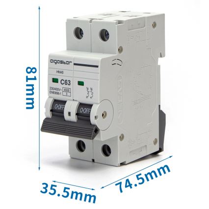 Aigostar - Disjuntor bifásico 2P-63A-C 230-400V