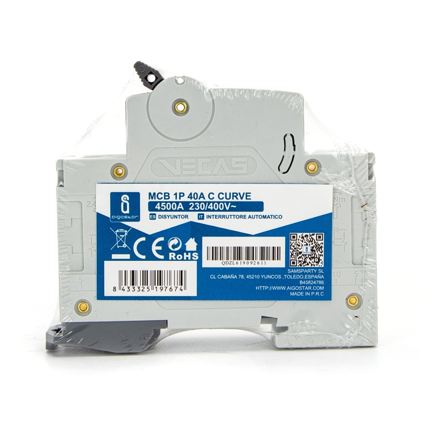 Aigostar - Disjuntor monofásico 1P-40A-C 230-400V