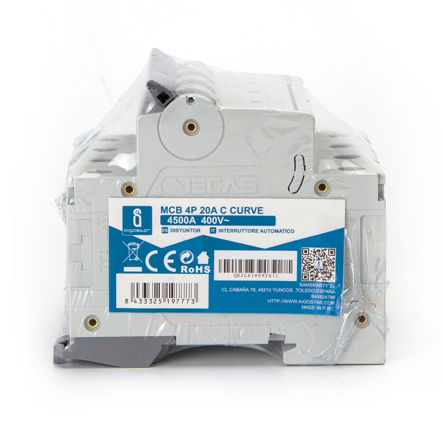 Aigostar - Disjuntor tetrapolar 4P-20A-C 400V