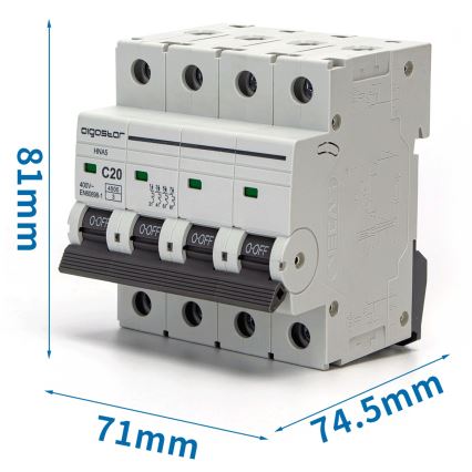 Aigostar - Disjuntor tetrapolar 4P-20A-C 400V
