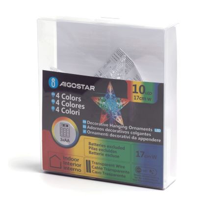 Aigostar - Estrela decorativa de Natal LED RGBY 10xLED/3xAA