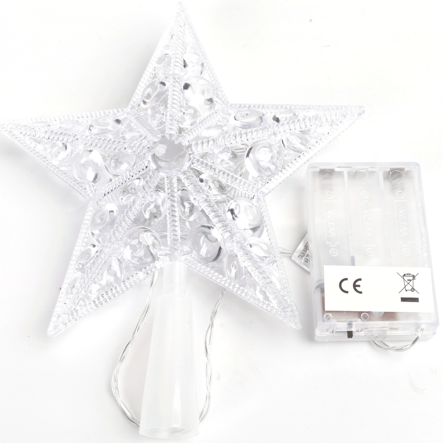 Aigostar - Estrela LED decorativa de Natal, 16 LEDs, 3x pilhas AA, luz branca quente