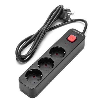 Aigostar - Extensão com interruptor 3P Tipo F 1,5m SCHUKO preta