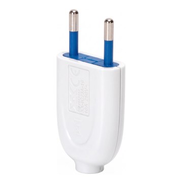 Aigostar - Ficha elétrica de plástico 2P 10A/250V branca