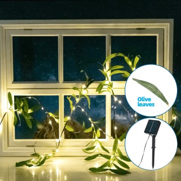 Aigostar - Fio de luz solar LED 60xLED/4m IP65 300 mAh branco quente olive
