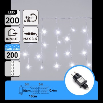 Aigostar - Fio de luzes de Natal LED para exterior 200 LEDs 8x0,4 m IP44 branco frio