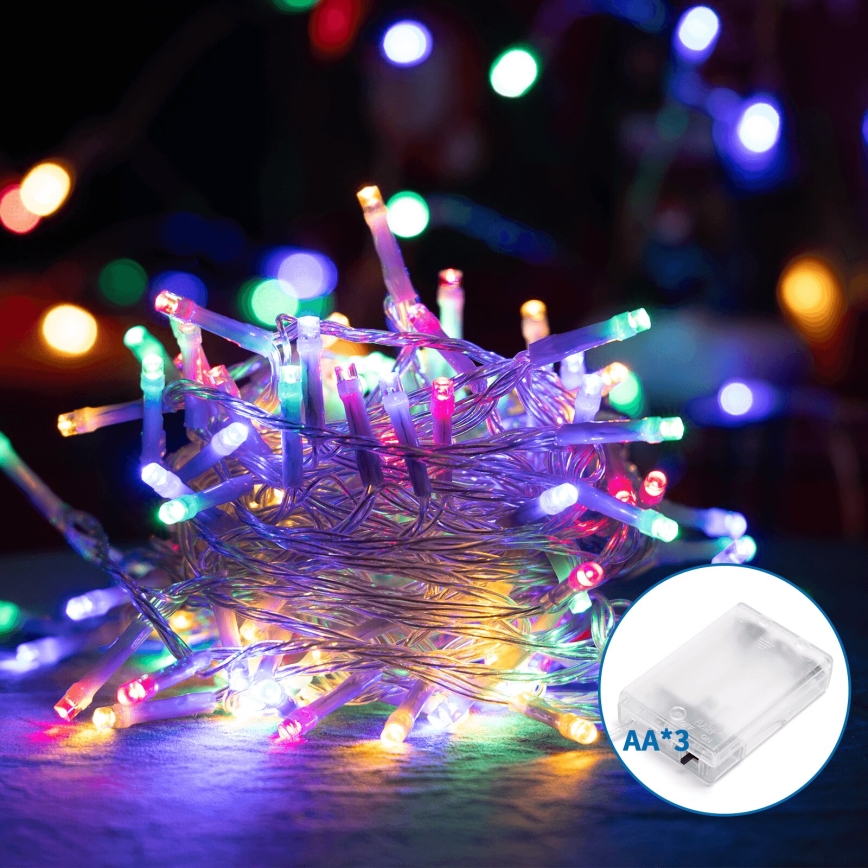 Aigostar - Fio de luzes LED de Natal 50xLED/3xAA 5,3m multicolor