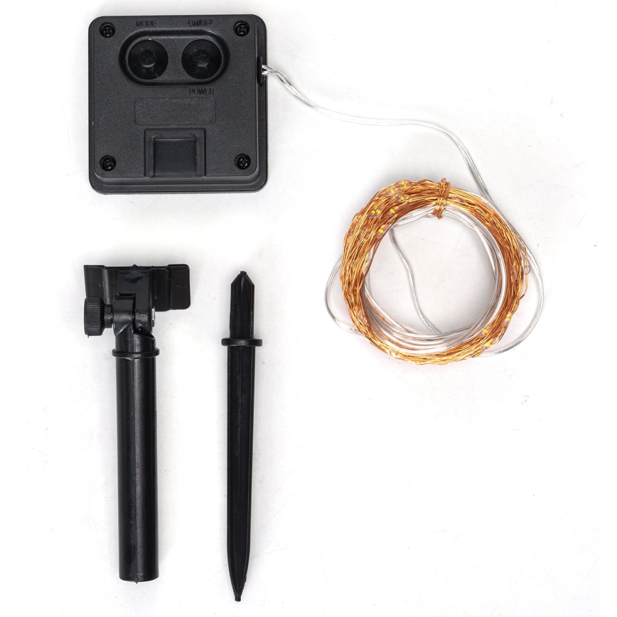 Aigostar - Fio de luzes de Natal solar LED 100xLED/8 funções 12m IP65 800 mAh branco frio