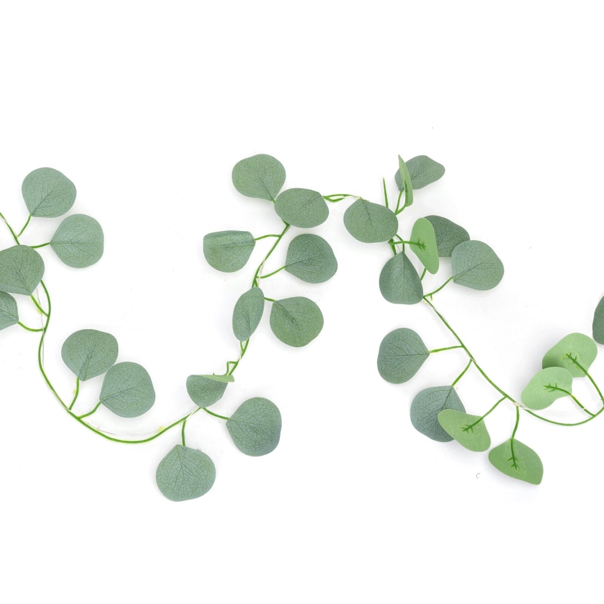 Aigostar - Fio de Luz Solar LED 100xLED/12m IP65 300 mAh branco quente eucalipto