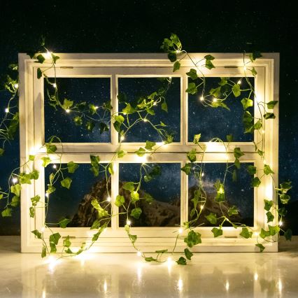 Aigostar - Fio de luz solar LED 100xLED/12m IP65 300 mAh branco quente hera