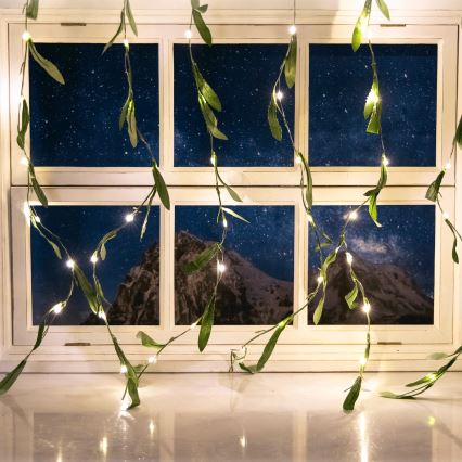 Aigostar - Fio de Luz Solar LED 70xLED/4x1m IP65 300 mAh branco quente olive