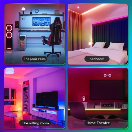 Aigostar - Fita LED RGB regulável 5m LED/24W/12/230V IP65 + comando remoto