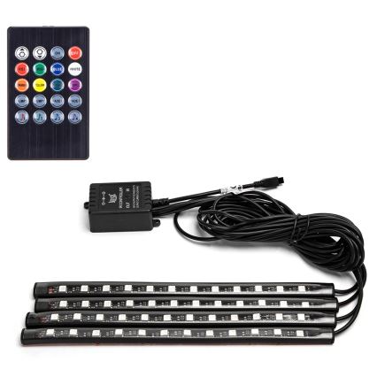 Aigostar - Fitas LED RGB reguláveis para automóvel LED/4,5W/5V + comando remoto