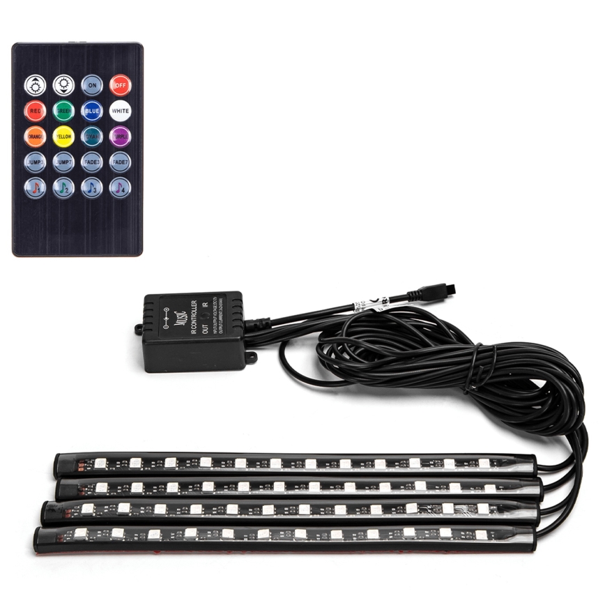 Aigostar - Fitas LED RGB reguláveis para automóvel LED/4,5W/5V + comando remoto