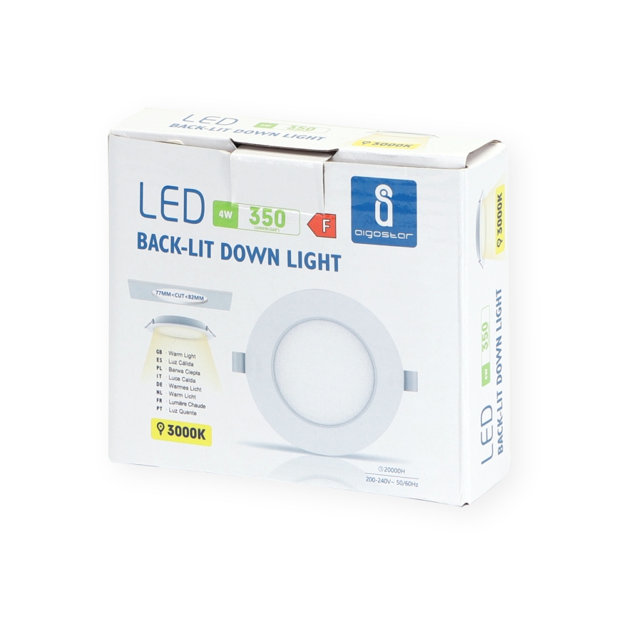 Aigostar - Foco de encastrar LED LED/4W/230V 3000K diâmetro 9,8 cm branco