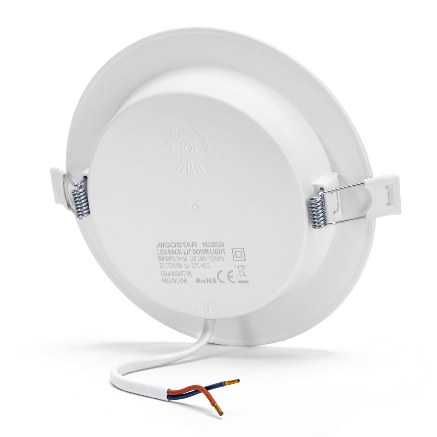 Aigostar - Foco de encastrar LED LED/9W/230V 4000K diâmetro 14,5 cm branco