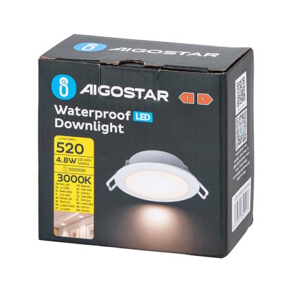 Aigostar - Foco de encastrar LED para casa de banho  LED/4,8W/230V 3000K branco IP65