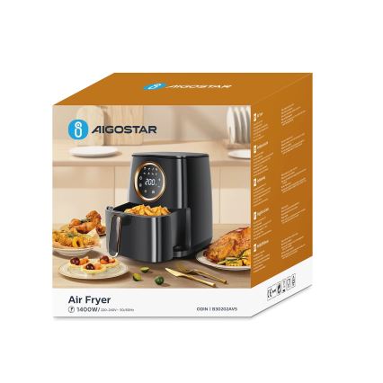 Aigostar - Fritadeira elétrica de ar quente 1400W/230V 4,2l preta